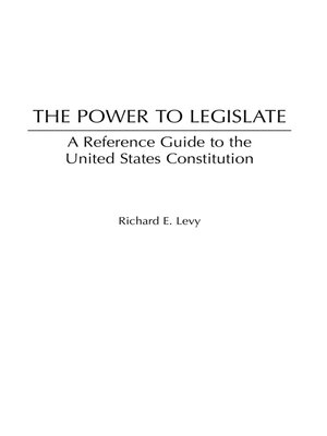 cover image of The Power to Legislate
